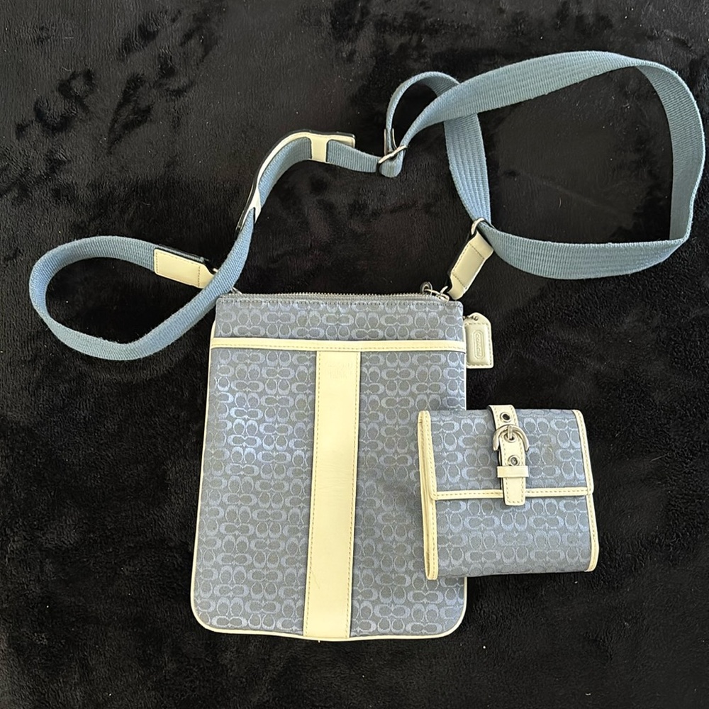 Coach designer crossbody bag and matching wallet